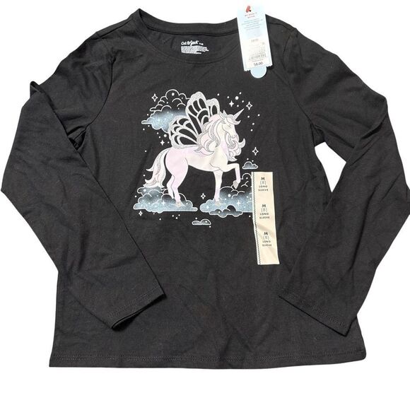 Nwt size 8 Black Unicorn Kids long sleeve Shirt by Cat & Jack - Picture 1 of 2